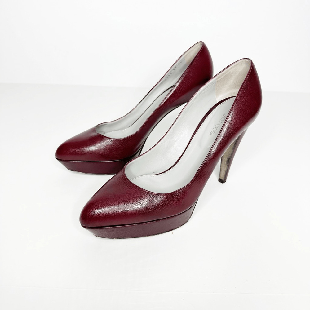 SERGIO ROSSI Oxblood Red Wine Platform Pump Heel patent leather womens 39 US 9